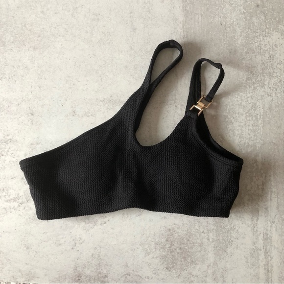 River Island Asymmetrical Double Strap One Shoulder Bikini Black Size 4 - Picture 13 of 13